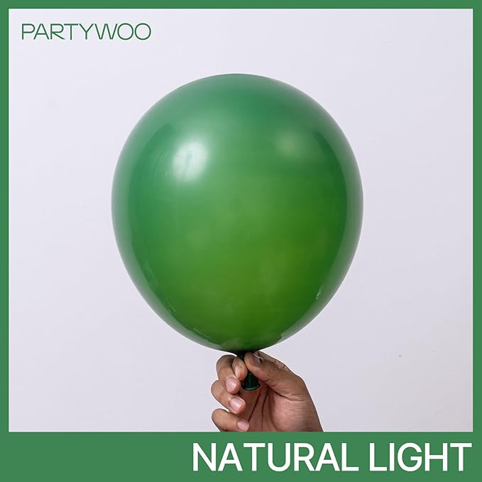 PartyWoo Dark Green Balloons 152pcs Different Sizes of 18 12 10 5 Inch Emerald Hunter Forest Green Balloon Arch Kit for Birthday Christmas Graduation Dinosaur Jungle Theme Party Decorations Green-Y56