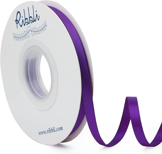Ribbli Purple Double Faced Satin Ribbon,1/4” x Continuous 25 Yards,Use for Craft Bows Bouquet, Gift Wrapping, Wedding Decoration, Floral Arrangement