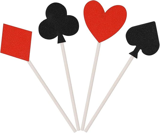 36 Pcs Glitter Casino Night Poker Theme Cupcake Toppers Las Vegas Party Cake Picks Food Decoration