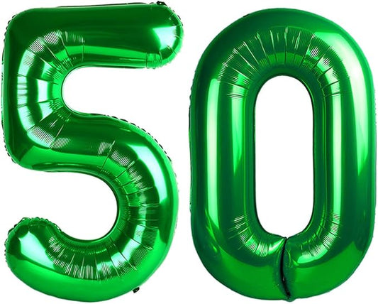 Balloon 50 Numbers, Foil 40 Inch Dark Green 50th Birthday Party Decoration for Men & Women, Big Number Balloons Party Supplies for Engagement Wedding Anniversary