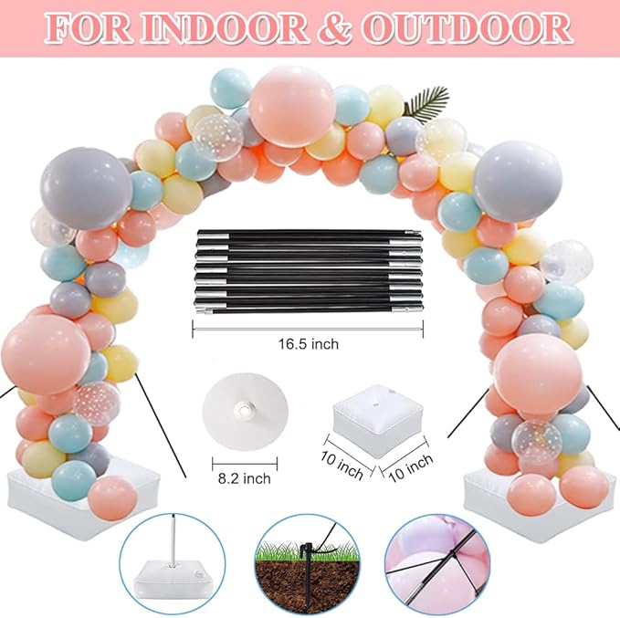 Balloon Arch Kit with Balloon Pump, 9FT Tall &10FT Width Adjustable Balloon Arch Stand Balloon Arch Frame with Base for Wedding Birthday Party Decoration
