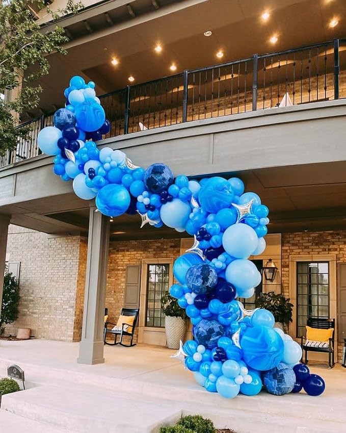 Bezente Blue Balloons Set,60pcs 12 inch Metallic Blue Pearl Blue Navy Blue Pastel Blue Latex Balloons Kit for Birthday,Baby Shower,Wedding,Graduation Party Decorations