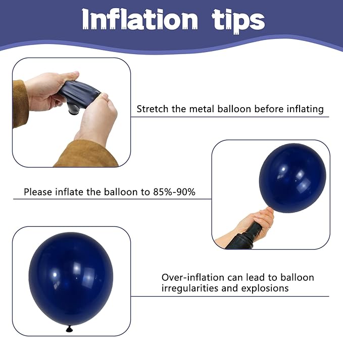 134Pcs Navy Blue Balloons Different Sizes 5 10 12 18 Inch Navy blue Latex Balloon for Birthday Wedding Baby Shower.