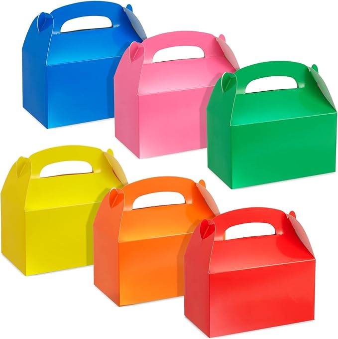 BLUE PANDA Party Favor Boxes - 6.2 x 3.5 x 3.6 In, 24-Pack, Rainbow Gable Style - Easy Assembly Candy & Treat Boxes for Small Gifts
