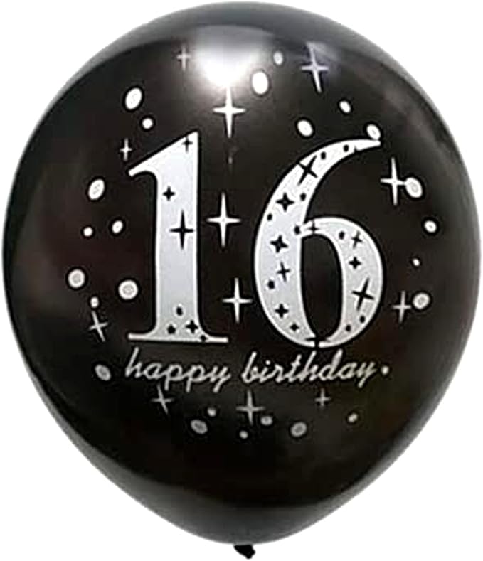 SHUNTAI 16 Birthday Balloons Gold and Black 16th Birthday Decorations Latex Confetti Balloon for 16 years old Anniversary Happy Birthday Party Supplies 12 Inch 15 Pack