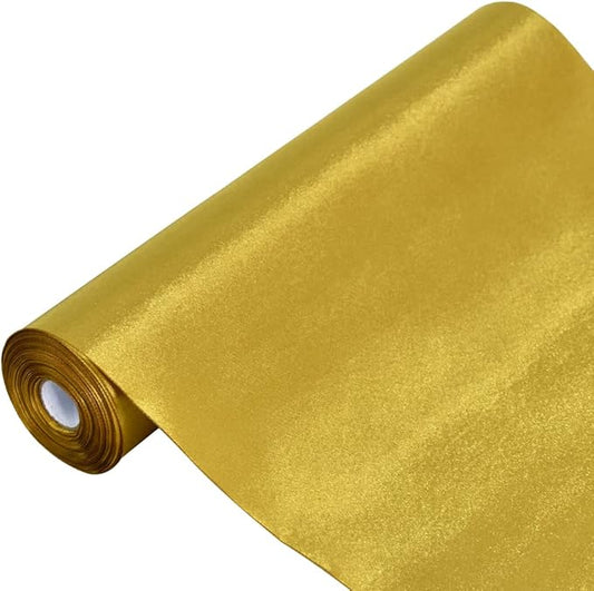 TONIFUL 10 Inch X 11yds Dark Gold Satin Extra Wide Christmas Ribbon for Outdoor Use, Ceremony, Grand Opening, Table Runner, Chair Sash, Gift Wrapping, Wedding Decoration