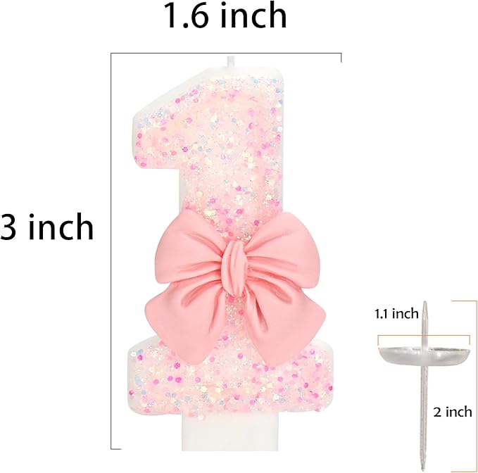Birthday Candle for Cake, Pink Bow Number Cake Candles, 2.76 inch Number Happy Birthday Candle, Cake Topper Decoration for Birthday Party (Number 11)
