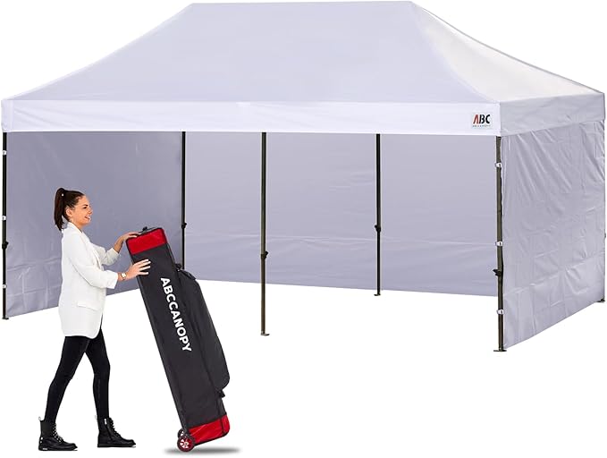 ABCCANOPY Heavy Duty Instant Pop up Canopy Tent with Sidewalls10x20, Ivory White