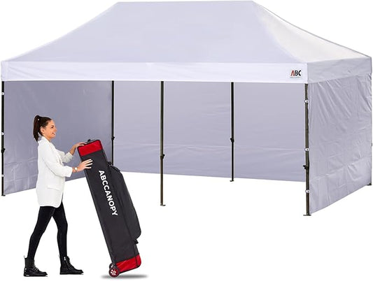ABCCANOPY Heavy Duty Instant Pop up Canopy Tent with Sidewalls10x20, Ivory White