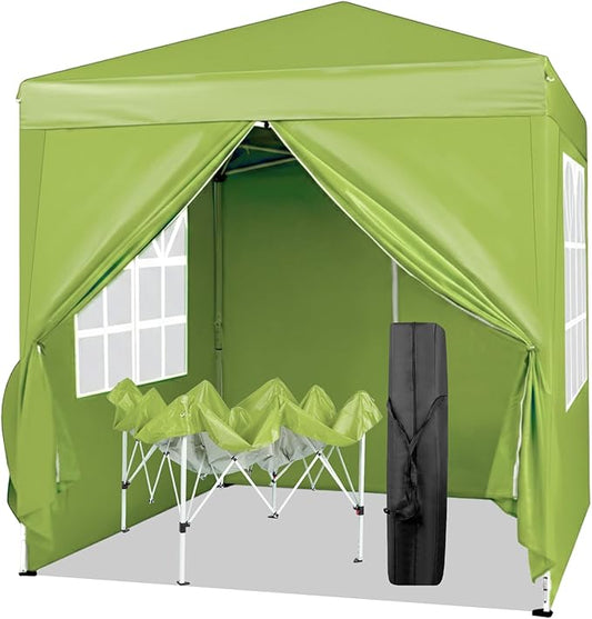 VINGLI 6.5x6.5 Pop Up Canopy Tent with Sidewalls, Outdoor Gazebo Canopy Tent, Patio Event Tents Outdoor Event Shelter for Parties (Lime Green)