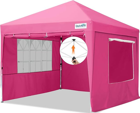 Quictent Easy Pop up Canopy Tent 10'x10' with 4 Detachable Window Sidewalls, One Person Setup, Waterproof Outdoor Portable Vendor Event Tent Shelter Enclosed, Wheeled Bag Included
