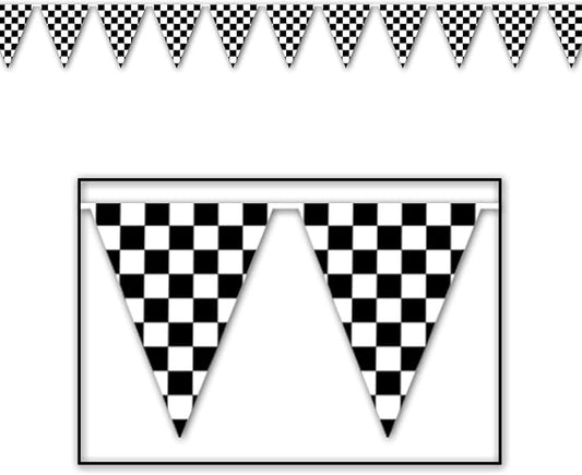 Checkered Outdoor Pennant Banner (black & white) Party Accessory (1 count) (1/Pkg)