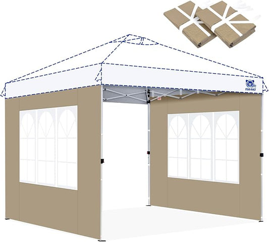 FANPAT Church Window 10x10ft Canopy Sidewalls for Pop Up Canopy, Waterproof UV Protection Fabric, Suitable for Outdoor Party, Picnics & Camping, Khaki(2pcs Sidewalls Only, NOT Included Frame and Top)