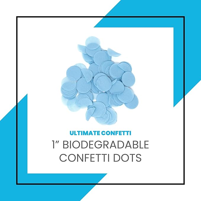 Ultimate Confetti, Baby Blue Biodegradable Confetti Circles - Flame-Resistant and Slow-Falling Round Tissue Paper Confetti for Cannon and Launcher use – Best for Celebrations - 1 lb, 16 oz