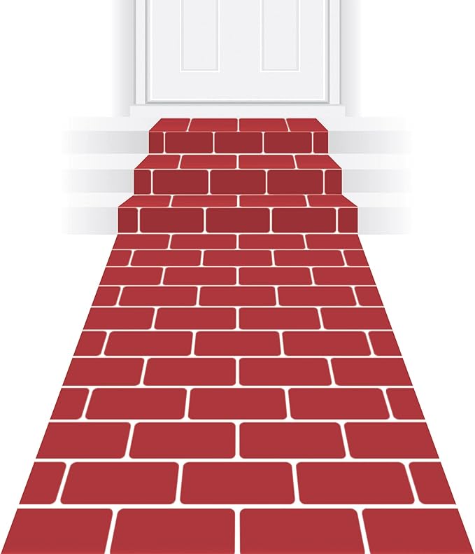 Beistle Novelty Red Brick Polyester Fabric Aisle Runner, Christmas Fireplace Decorations, Holiday Party Supplies
