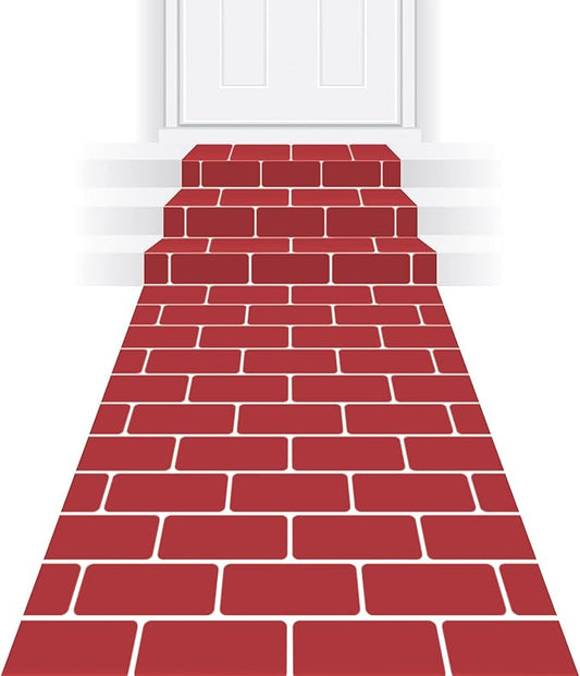 Beistle Novelty Red Brick Polyester Fabric Aisle Runner, Christmas Fireplace Decorations, Holiday Party Supplies