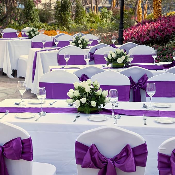 TONIFUL 6 inch x 22yd Wide Purple Satin Ribbon Solid Fabric Large Ribbon for Grand Opening Cutting Ceremony Wedding Birthday Party Decoration Gift Craft Chair Sash Table Car Bows Halloween