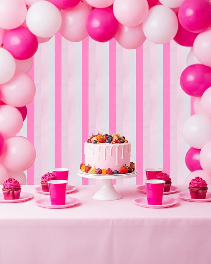 8 Rolls Crepe Paper Streamers Party Decorations, 1.77 Inch x 656 Feet Crepe Streamers, Pink Streamers Birthday Party Decorations