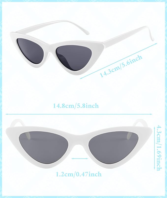 PLULON Vintage Narrow Cat Eye Sunglasses Women Men Sun Glasses Retro Cateye Boys Girls Birthday Summer Beach Pool Party