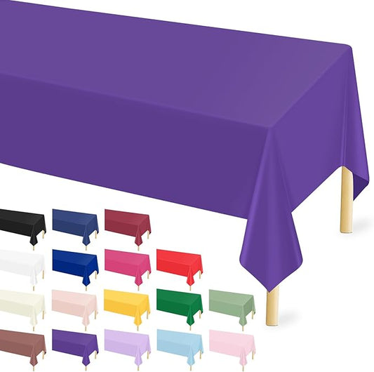 Mulbozy 12 Pcs Dark Purple Plastic Tablecloth for Rectangle Table, 54 × 108 inches Disposable Purple Party Table Covers for Birthday, Anniversary, Wedding, Fine Dining, Graduation Party Decoration…