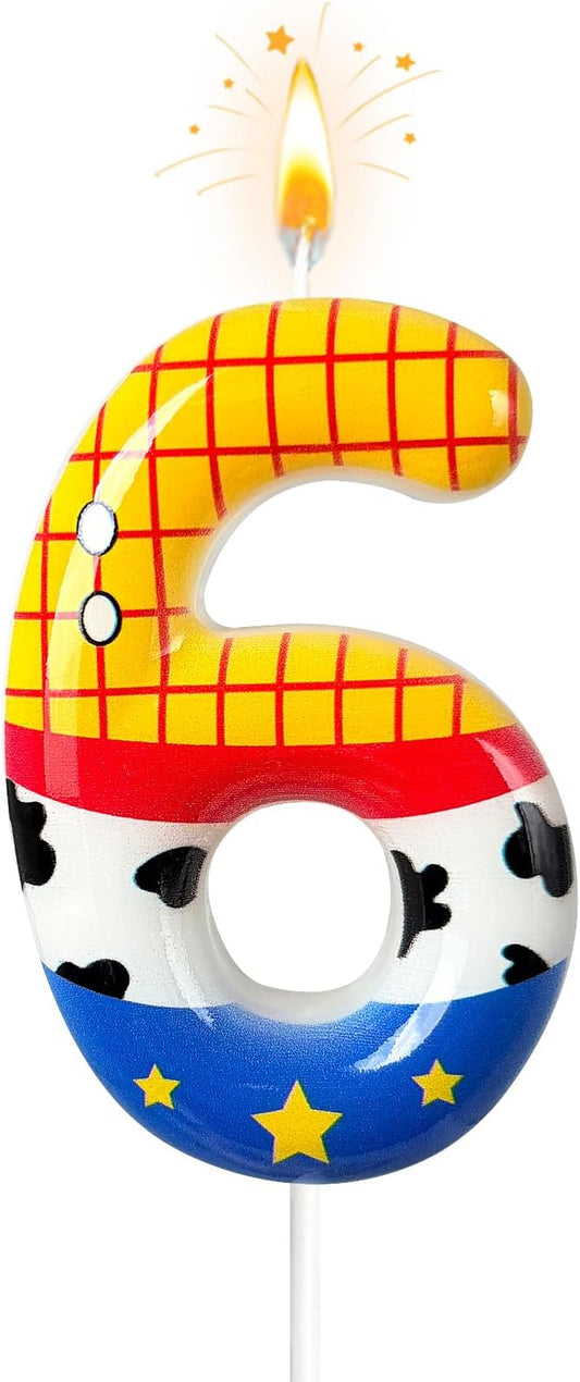 Toys Inspired Game Birthday Number Candles, Cartoon Story Number Candles, Cartoon Cake Decorations, Birthday Decoration Supplies, Suitable for Boys and Girls Party Celebrations (6)