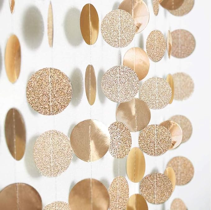 Cheerland Gold Party Decorations Circle Garlands Gold Birthday Decorations Banner Hanging Streamer Backdrop Decor for Bday Bridal Bachelorette EID Graduation NYE New Year Eve Party Supplies