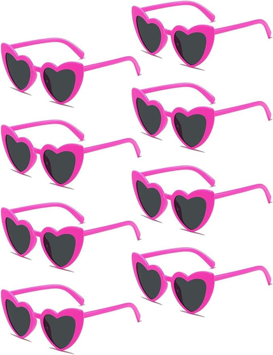 8 Pack Heart Sunglasses Vintage Cat Eye Heart Glasses Retro Bachelorette Bride Sunglasses Bulk for Women