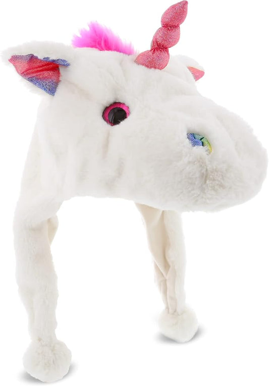 DolliBu Plush Hat – Super Soft Fleece Stuffed Animal Beanie with Ear Flaps, Cozy Warm Winter Hat for Kids – One Size