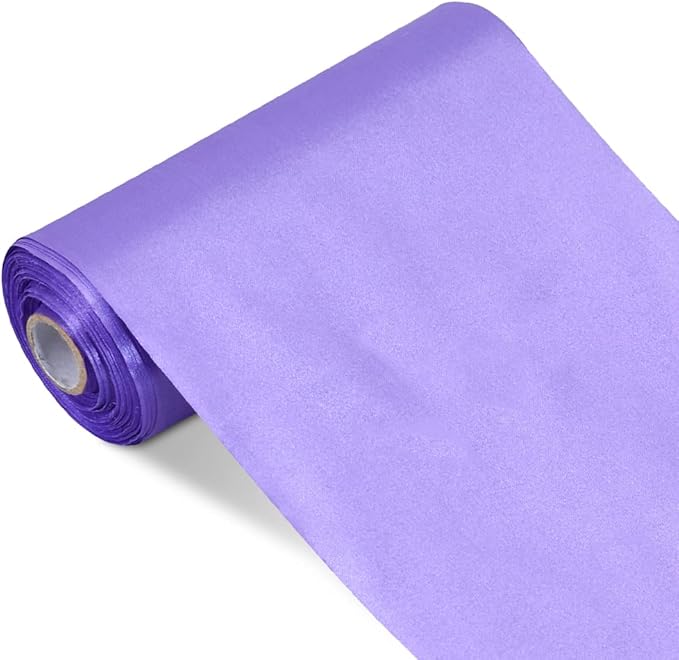 TONIFUL 6 inch x 22yd Wide Lavender Satin Ribbon Light Purple Violet Ribbons Solid Fabric Ribbon for Cutting Sewing Ceremony Party Decoration Chair Sash Table Runner Car Bows Indoor Outdoor Yard Decor