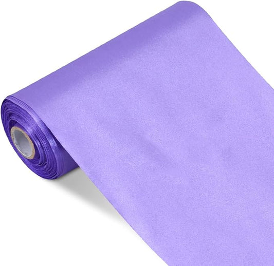 TONIFUL 6 inch x 22yd Wide Lavender Satin Ribbon Light Purple Violet Ribbons Solid Fabric Ribbon for Cutting Sewing Ceremony Party Decoration Chair Sash Table Runner Car Bows Indoor Outdoor Yard Decor
