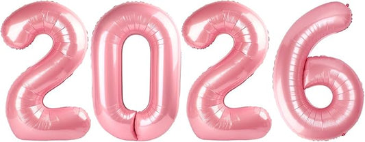 2026 Number Balloons, 40 Inch Balloon, New Years Eve Decorations, Pearl Pink Balloons for New Years Eve Party Supplies 2026, Graduation Decoration, 2 6 20 26 Birthday Parties