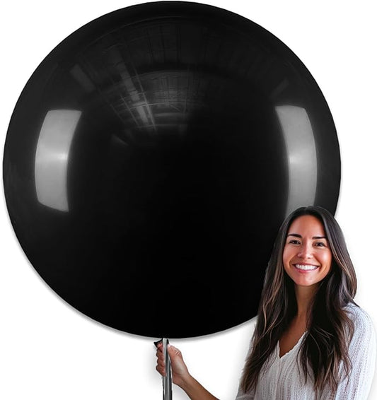 PartyWoo Black Balloons 4 pcs 36 Inch Latex Helium Matte Black Balloons for Baby Shower Birthday Graduation Casino Gaming Anniversary Retirement Pirate Race Car Theme Party Decorations Black-Y18