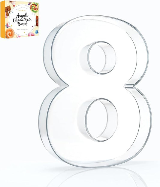 10" Acrylic Charcuterie Letters Fillable Tray, Reusable Alphabet Number Shaped Serving Plates for Charcuterie Board, Display Fruit, Candy, Cake, Party Decor, Birthday, Anniversary（8）