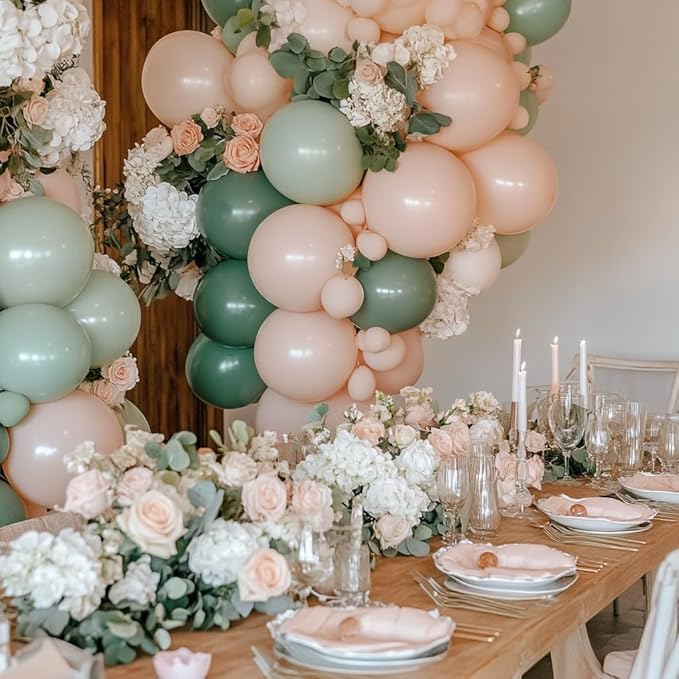 Pink and Sage Green Balloon Arch Kit 131 Pcs Dusty Pink Green Balloons Different Size for Wedding Birthday Baby Shower Gender Reveal Decorations
