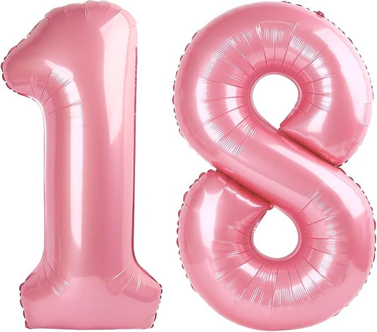 40 Inch Pastel Pink Balloon Number, 18th Birthday Party Decoration for 1 8 18 81 Men & Women, Big Foil Balloon Number for Wedding Celebration Adult Party Supplies