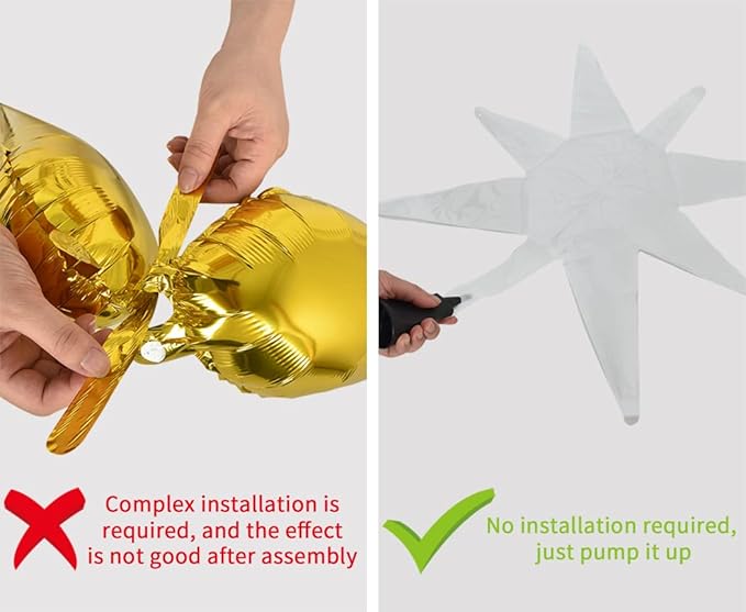 TONIFUL 4 Pcs 22inch 4D Huge White Star Balloons Explosion Star Mylar Foil Balloons for Party Supplies Backdrop Christmas,Birthday,New Year, Wedding,Photo Booth Ornament