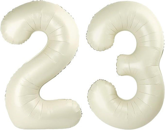 40 Inch Balloon 23 Number, Big Foil 23th Birthday Balloons Decorations for Women, Cream Number Balloon for 2 3 23 32 Wedding Memorial Day's Graduation Supplies