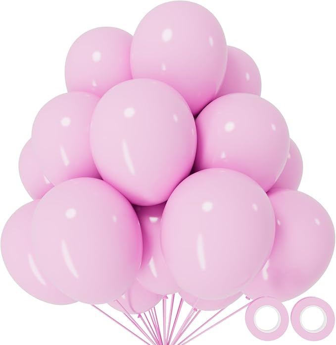 110pcs Pastel Pink Balloon 12 Inch, Pastel Pink Latex Balloons for Birthday Party Baby Shower Wedding(with 2 Ribbons).