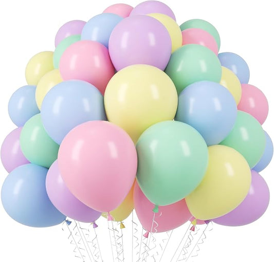 Voircoloria 110pcs Pastel Balloons 12inch Macaron Latex Party Balloons for Graduation, Easter, Wedding, Birthday, Bridal Shower, Rainbow Party, Baby Shower, Anniversary Party Decorations