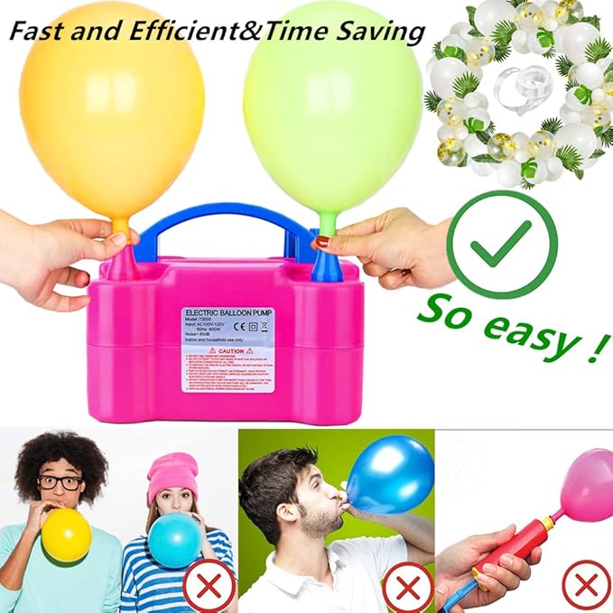 Balloon Pump, Portable Dual Nozzle Ballon Inflator Pump For Balloons 110V 600W Electric Air Pump Blower, Balloon Arch kit &Balloon Garland kit, Balloons For Parties/ Birthday Balloons Set (large)