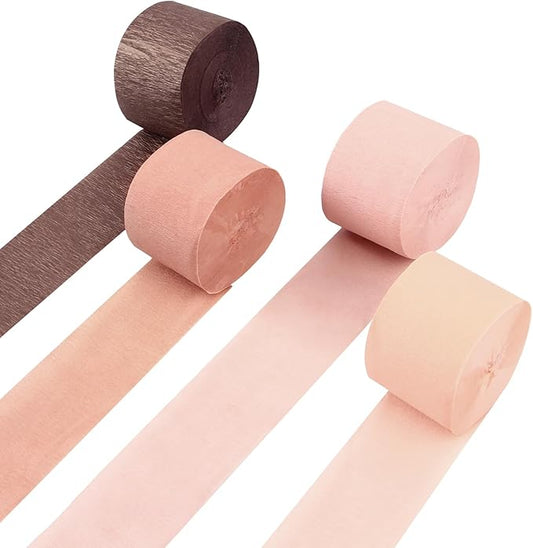 4 Rolls Crepe Paper Red Bean Streamers – Perfect for Streamers Party Decorations, Wedding, Birthday, Colored Decor, and DIY Craft Supplies(1.8 Inch x 82 Ft/Roll)