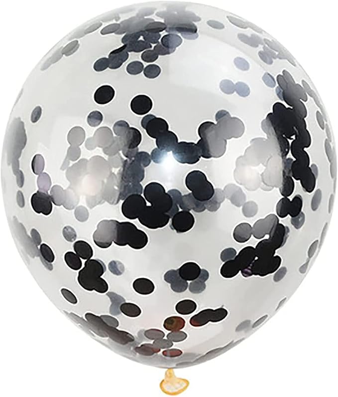 KIRIKOU Pack of 24 Pieces Confetti Balloons 12 Inch Latex Party Balloons for Party Decorations, Wedding, Engagement, Bridal, Birthday and Shower (Black)