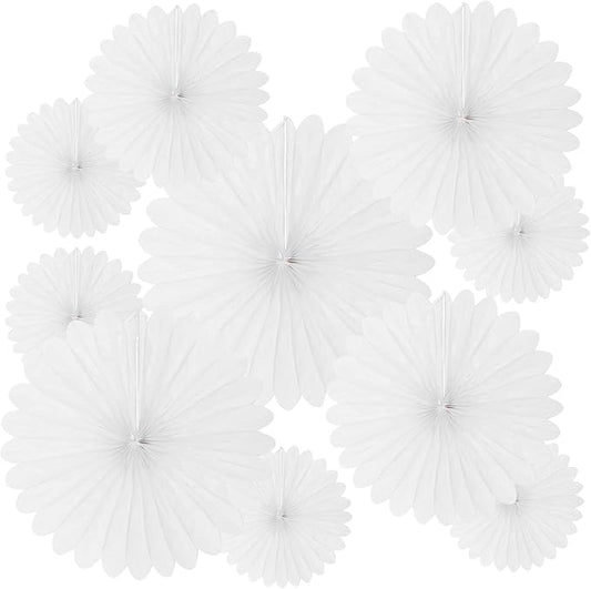 20 Pcs White Hanging Paper Fan, Round Paper Fans Decorations Set for Weddings, Birthdays, Engagement, Bridal Shower, Baby Shower Event, Christmas, Party Supplies Decor