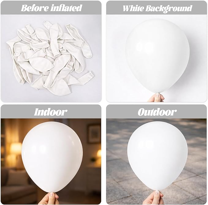 Voircoloria White Balloons, 66pack 12inch White Pearl Latex Party Balloons for Wedding, Birthday, Graduation, Bridal Shower, Baby Shower, Bachelorette and Engagement Decorations