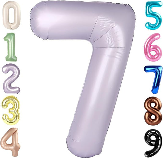 7 Balloon Numbers 40 Inch, 6 7 Birthday Decorations, Cream Purple Seven Birthday Decor, 7 17 27 70 Year Old Balloon Number for Engagement, Wedding, Graduations