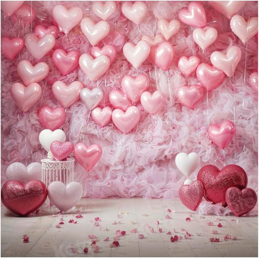 Kate 10x10ft Sweet Birthday Party Backdrops for Photography Happy Valentine's Day Background Pink Love Heart Balloons Backgrounds Newborn Baby Bridal Shower Portrait Studio Backdrop