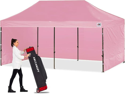 ABCCANOPY Classic Ez Pop up Canopy Tent with Sidewalls 10x20 Market and Patio-Series, Pink