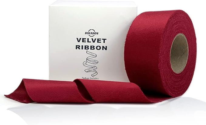 Velvet Ribbon Set 1.5" x 10 Yards, 1 Rolls, Dseason Handmade Christmas Red Velvet Ribbon Set for Gift Wrapping & Bow Making, Christmas Tree, Wreath Decoration, DIY Crafts Decoration