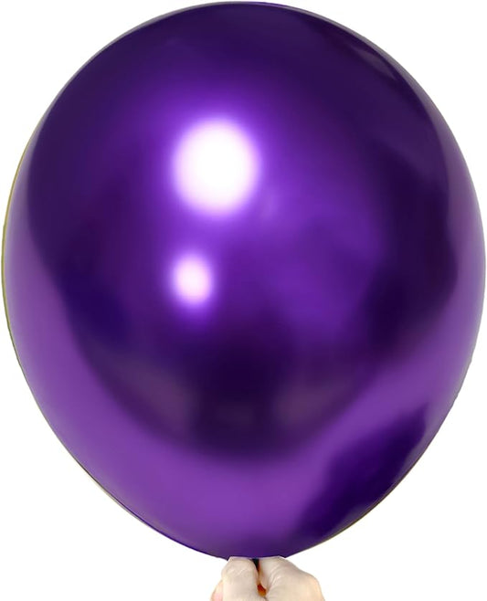 Firomi Metallic Purple Balloons 18-inch 12 Pack Large Helium Shiny Round Big Chrome Purple Thicken Latex Balloon for Birthday Party Bridal Shower Purple Party Balloons (with 1 Ribbon)