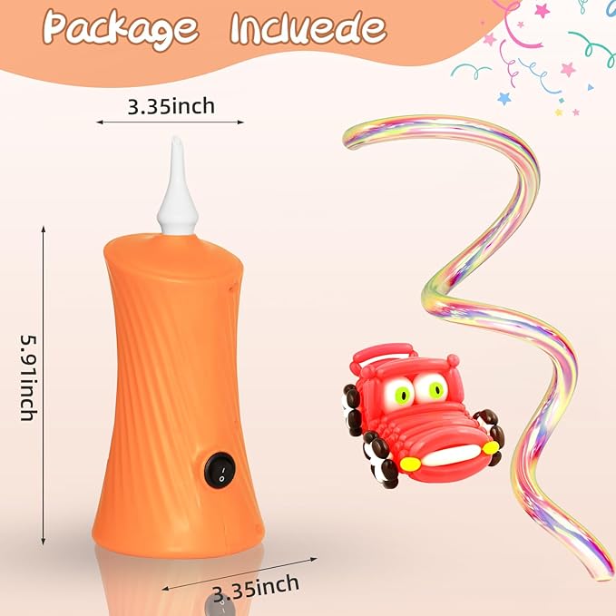 Voircoloria 260 Balloon Pump Electric, Portable Automatic Dual Nozzle Inflator with Tying Tools for Long Animal Balloons Birthday Gender Reveal Baby Shower Balloons Party Decorations